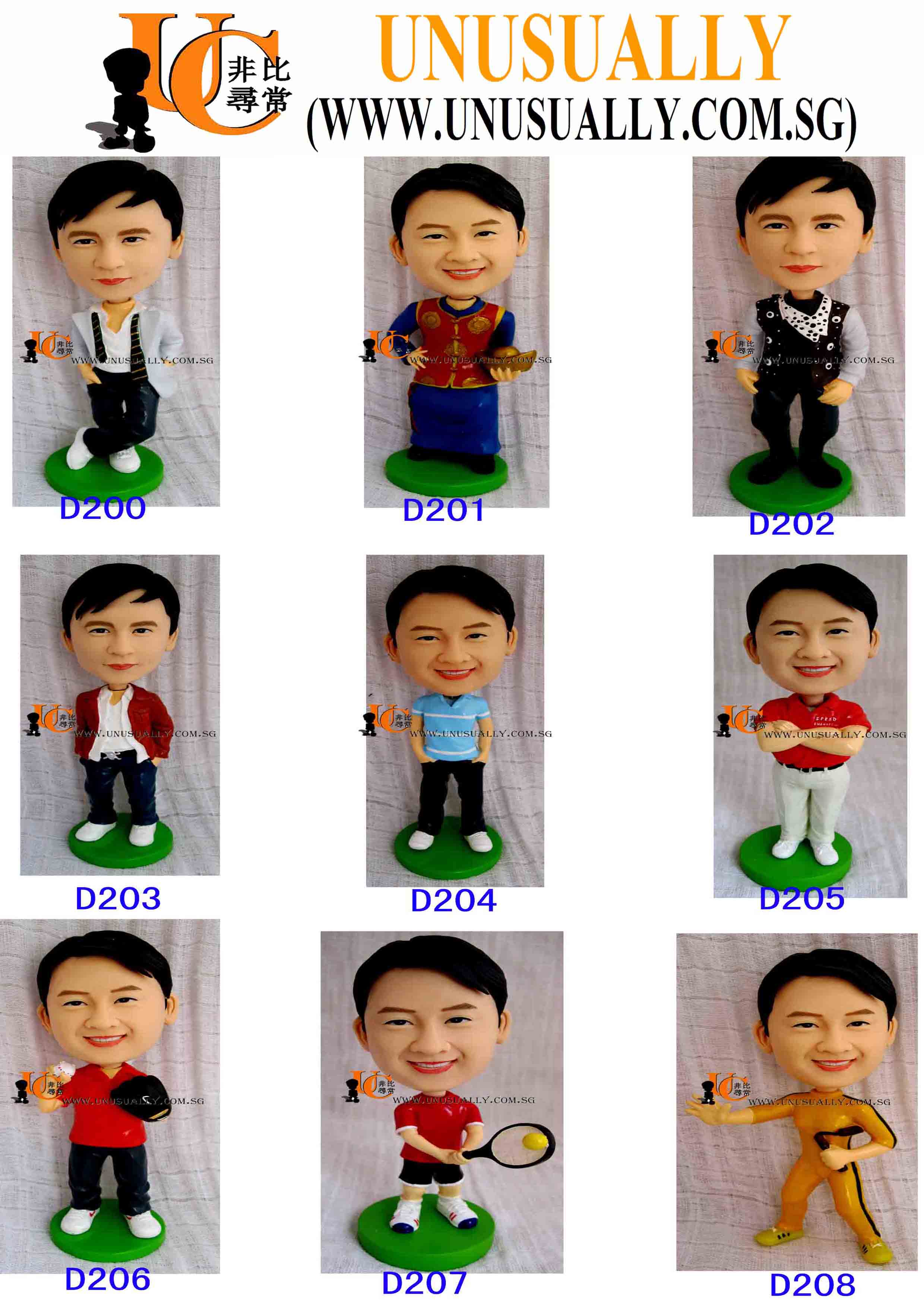 Custom 3D New Single Design DSeries Figurines - D200-D208